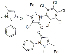 hexachlorotris(1,2-dihydro-1,5-dimethyl-2-phenyl-3H-pyrazol-3-one)diiron Structural