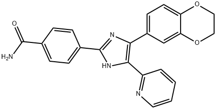 4-(4-(2,3-DIHYDROBENZO[1,4]DIOXIN-6-YL)-5-PYRIDIN-2-YL-1H-IMIDAZOL-2-YL)BENZAMIDE Structural