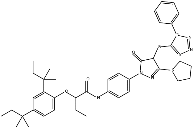 2-(2,4-Bis(1,1-dimethylpropyl)phenoxy)-N-(4-(4,5-dihydro-5-oxo-4-((1-phenyl-1H-tetrazol-5-yl)thio)-3-(1-pyrrolidinyl)-1H-pyrazol-1-yl)phenyl)butanamide