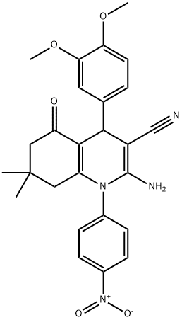 2-amino-4-(3,4-dimethoxyphenyl)-7,7-dimethyl-1-(4-nitrophenyl)-5-oxo-1,4,5,6,7,8-hexahydro-3-quinolinecarbonitrile