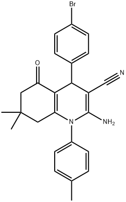 2-amino-4-(4-bromophenyl)-7,7-dimethyl-1-(4-methylphenyl)-5-oxo-1,4,5,6,7,8-hexahydro-3-quinolinecarbonitrile