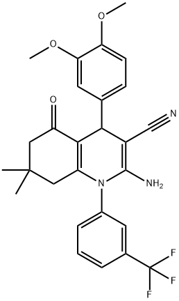 2-amino-4-(3,4-dimethoxyphenyl)-7,7-dimethyl-5-oxo-1-[3-(trifluoromethyl)phenyl]-1,4,5,6,7,8-hexahydro-3-quinolinecarbonitrile