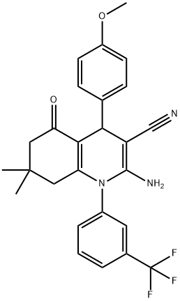 2-amino-4-(4-methoxyphenyl)-7,7-dimethyl-5-oxo-1-[3-(trifluoromethyl)phenyl]-1,4,5,6,7,8-hexahydro-3-quinolinecarbonitrile