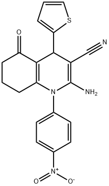 2-amino-1-{4-nitrophenyl}-5-oxo-4-(2-thienyl)-1,4,5,6,7,8-hexahydro-3-quinolinecarbonitrile