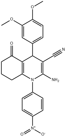 2-amino-4-(3,4-dimethoxyphenyl)-1-{4-nitrophenyl}-5-oxo-1,4,5,6,7,8-hexahydro-3-quinolinecarbonitrile