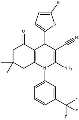 2-amino-4-(5-bromo-2-thienyl)-7,7-dimethyl-5-oxo-1-[3-(trifluoromethyl)phenyl]-1,4,5,6,7,8-hexahydro-3-quinolinecarbonitrile