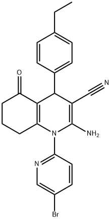 2-amino-1-(5-bromo-2-pyridinyl)-4-(4-ethylphenyl)-5-oxo-1,4,5,6,7,8-hexahydro-3-quinolinecarbonitrile Structural