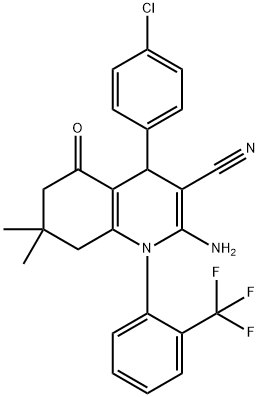 2-amino-4-(4-chlorophenyl)-7,7-dimethyl-5-oxo-1-[2-(trifluoromethyl)phenyl]-1,4,5,6,7,8-hexahydro-3-quinolinecarbonitrile