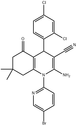 2-amino-1-(5-bromo-2-pyridinyl)-4-(2,4-dichlorophenyl)-7,7-dimethyl-5-oxo-1,4,5,6,7,8-hexahydro-3-quinolinecarbonitrile Structural