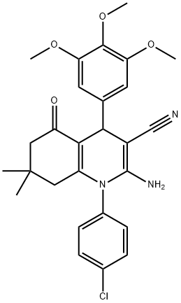 2-amino-1-(4-chlorophenyl)-7,7-dimethyl-5-oxo-4-(3,4,5-trimethoxyphenyl)-1,4,5,6,7,8-hexahydro-3-quinolinecarbonitrile