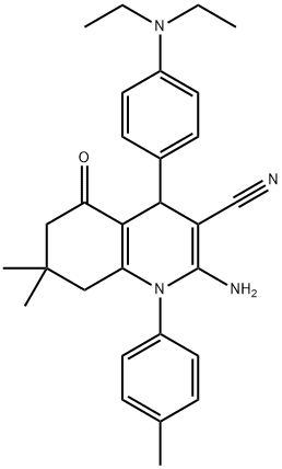 2-amino-4-[4-(diethylamino)phenyl]-7,7-dimethyl-1-(4-methylphenyl)-5-oxo-1,4,5,6,7,8-hexahydro-3-quinolinecarbonitrile