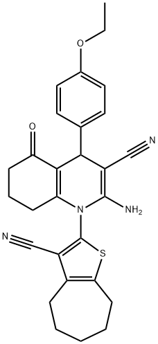 2-amino-1-(3-cyano-5,6,7,8-tetrahydro-4H-cyclohepta[b]thien-2-yl)-4-(4-ethoxyphenyl)-5-oxo-1,4,5,6,7,8-hexahydro-3-quinolinecarbonitrile Structural