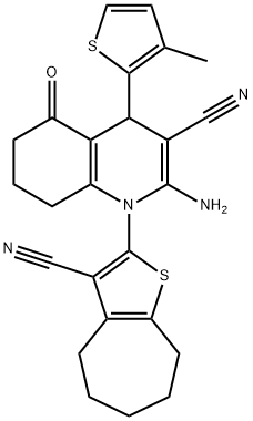 2-amino-1-(3-cyano-5,6,7,8-tetrahydro-4H-cyclohepta[b]thien-2-yl)-4-(3-methyl-2-thienyl)-5-oxo-1,4,5,6,7,8-hexahydro-3-quinolinecarbonitrile Structural