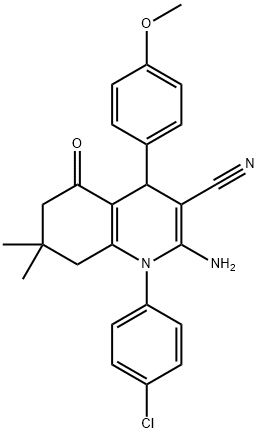 2-amino-1-(4-chlorophenyl)-4-(4-methoxyphenyl)-7,7-dimethyl-5-oxo-1,4,5,6,7,8-hexahydro-3-quinolinecarbonitrile Structural