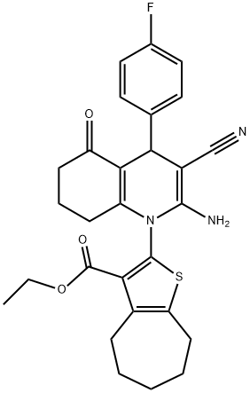 ethyl 2-(2-amino-3-cyano-4-(4-fluorophenyl)-5-oxo-5,6,7,8-tetrahydro-1(4H)-quinolinyl)-5,6,7,8-tetrahydro-4H-cyclohepta[b]thiophene-3-carboxylate