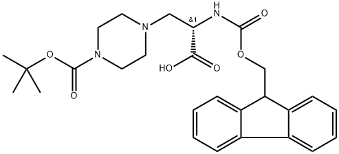 (S)-4-[2-CARBOXY-2-(9H-FLUOREN-9-YLMETHOXYCARBONYLAMINO)-ETHYL]-PIPERAZINE-1-CARBOXYLIC ACID TERT-BUTYL ESTER Structural