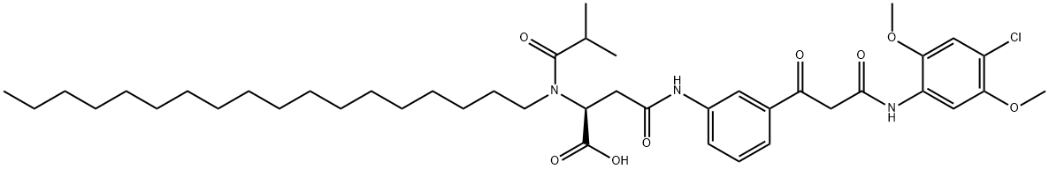 N-[3-[3-[(4-chloro-2,5-dimethoxyphenyl)amino]-1,3-dioxopropyl]phenyl]-N2-(2-methylpropionyl)-N2-octadecyl-L-asparagine Structural