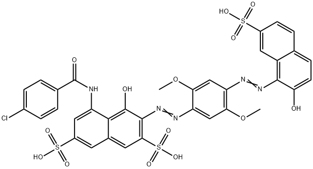 5-[(4-chlorobenzoyl)amino]-4-hydroxy-3-[[4-[(2-hydroxy-7-sulpho-1-naphthyl)azo]-2,5-dimethoxyphenyl]azo]naphthalene-2,7-disulphonic acid           