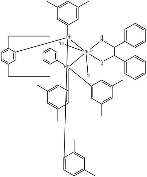 DICHLORO[(R)-(-)-4,12-BIS(DI(3,5-XYLYL)PHOSPHINO)-[2,2]-PARACYCLOPHANE][(1S,2S)-(-)-1,2-DIPHENYLETHYLENEDIAMINE]RUTHENIUM Structural