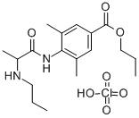 Benzoic acid, 3,5-dimethyl-4-(2-(propylamino)propionamido)-, propyl es ter, perchlorate Structural