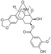 8β,10β-Epoxy-8-methoxy-2,3-[methylenebis(oxy)]hasubanan-6β,7β-diol 6-(4-hydroxy-3-methoxybenzoate) Structural