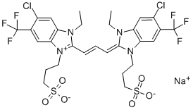 2-(3-(5-CHLORO-1-SULFO PROPYL-3-ETHYL-6-TRIFLUOROMETHYL-2-BENZIMIDAZOLINYLIDENE) PROPENYL)-5-CHLORO-3-ETHYL-1-SULFOPROPYL-6-TRIFLUOROMETHYL BENZIMIDAZOLIUM HYDROXIDE, INNER SALT, SODIUM SALT Structural