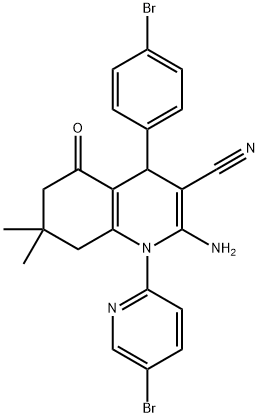 2-amino-4-(4-bromophenyl)-1-(5-bromo-2-pyridinyl)-7,7-dimethyl-5-oxo-1,4,5,6,7,8-hexahydro-3-quinolinecarbonitrile