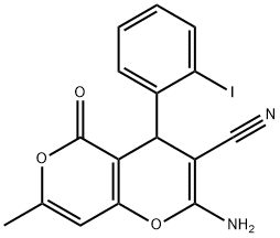 4H,5H-PYRANO[4,3-B]PYRAN-3-CARBONITRILE, 2-AMINO-4-(2-IODOPHENYL)-7-METHYL-5-OXO-