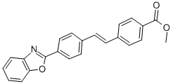 methyl 4-[2-[4-(2-benzoxazoleyl)phenyl]vinyl]benzoate Structural