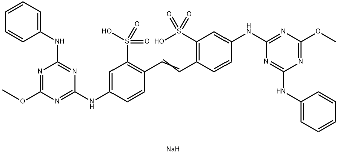 Disodium 4,4'-bis[(4-anilino-6-methoxy-1,3,5-triazin-2-yl)amino]stilbene-2,2'-disulphonate Structural