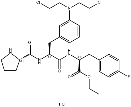 ethyl N-[3-[bis(2-chloroethyl)amino]-3-phenyl-N-L-prolyl-L-alanyl]-4-fluoro-3-phenyl-L-alaninate monohydrochloride  Structural