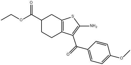 BENZO[B]THIOPHENE-6-CARBOXYLIC ACID, 2-AMINO-4,5,6,7-TETRAHYDRO-3-(4-METHOXYBENZOYL)-, ETHYL ESTER Structural