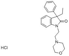 1,3-Dihydro-3-ethyl-1-(2-(4-morpholinyl)ethyl)-3-phenyl-2H-indol-2-one  monohydrochloride