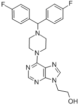 9H-Purine-9-ethanol, 6-(4-(di-p-fluorobenzhydryl)-1-piperazinyl)-, dih ydrochloride Structural