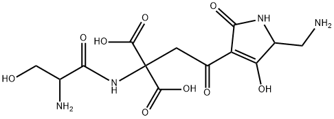 Propanedioic acid, ((2-amino-3-hydroxy-1-oxopropyl)amino)(2-(5-(aminom ethyl)-2,5-dihydro-4-hydroxy-2-oxo-1H-pyrrol-3-yl)-2-oxoethyl)- Structural