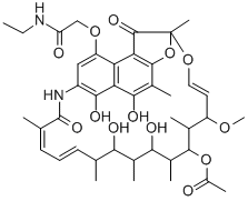 Acetamide, 2-((1,2-dihydro-5,6,17,19,21-pentahydroxy-23-methoxy-2,4,12 ,16,18,20,22-heptamethyl-1,11-dioxo-2,7-(epoxypentadeca(1,11,13)trieni mino)naphtho(2,1-b)furan-9-yl)oxy)-N-ethyl-, 21-acetate