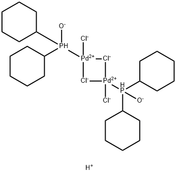 Dihydrogen di-mu-chlorodichlorobis(dicyclohexylphophinito-kp)dipalladate(2-) Structural