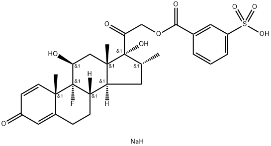 Pregna-1,4-diene-3,20-dione, 9-fluoro-11,17-dihydroxy-16-methyl-21-[(3-sulfobenzoyl)oxy]-, monosodium salt, (11beta,16alpha)-