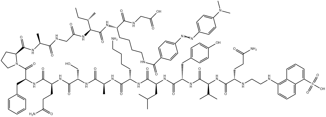 H-Glu(EDANS)-Val-Tyr-Leu-Lys-Ala-Ser-Gln-Phe-Pro-Ala-Gly-Ile-Lys(DABCYL)-Gly-OH Structural