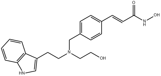 2-Propenamide, N-hydroxy-3-[4-[[(2-hydroxyethyl)[2-(1H-indol-3-yl)ethyl]amino]methyl]phenyl]-, (2E)- Structural