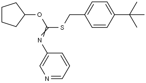 O-Cyclopentyl S-((4-(1,1-dimethylethyl)phenyl)methyl) 3-pyridinylcarbonimidothioate Structural