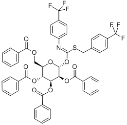 2,3,4,6-TETRA-O-BENZOYL-ALPHA-D-GLUCOPYRANOSYL P-TRIFLUOROMETHYLBENZYLTHIO-N-(P-TRIFLUOROMETHYLPHENYL)FORMIMIDATE Structural