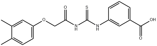 3-[[[[(3,4-DIMETHYLPHENOXY)ACETYL]AMINO]THIOXOMETHYL]AMINO]-BENZOIC ACID Structural