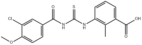 BENZOIC ACID, 3-[[[(3-CHLORO-4-METHOXYBENZOYL)AMINO]THIOXOMETHYL]AMINO]-2-METHYL