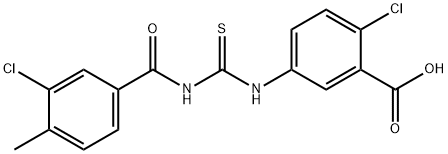 2-CHLORO-5-[[[(3-CHLORO-4-METHYLBENZOYL)AMINO]THIOXOMETHYL]AMINO]-BENZOIC ACID Structural