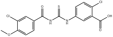 2-CHLORO-5-[[[(3-CHLORO-4-METHOXYBENZOYL)AMINO]THIOXOMETHYL]AMINO]-BENZOIC ACID Structural