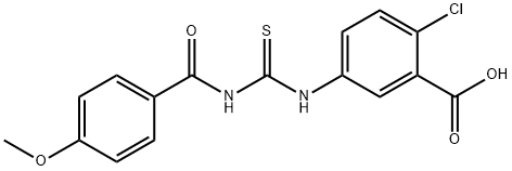 BENZOIC ACID, 2-CHLORO-5-[[[(4-METHOXYBENZOYL)AMINO]THIOXOMETHYL]AMINO]