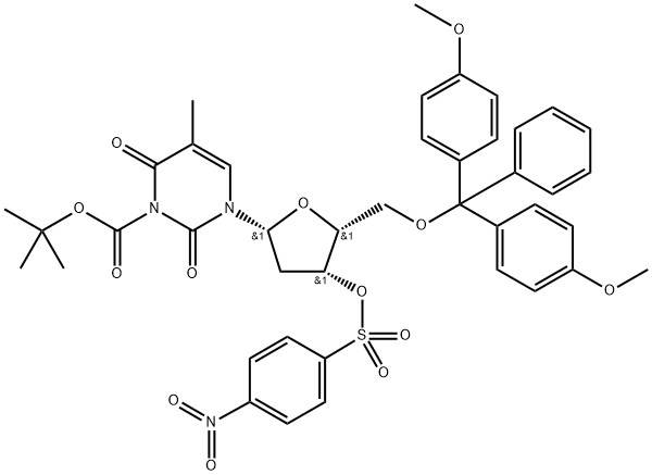 1-(2'-DEOXY-3'-O-(4-NITROBENZENESULFONYL)-5'-O-(4,4'-DIMETHOXYTRITYL)-BETA-D-THREO-PENTAFURANOSYL)-3-(TERT-BUTYLOXYCARBONYL)THYMINE