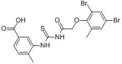 3-[[[[(2,4-DIBROMO-6-METHYLPHENOXY)ACETYL]AMINO]THIOXOMETHYL]AMINO]-4-METHYL-BENZOIC ACID Structural