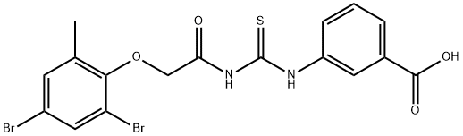 3-[[[[(2,4-DIBROMO-6-METHYLPHENOXY)ACETYL]AMINO]THIOXOMETHYL]AMINO]-BENZOIC ACID Structural